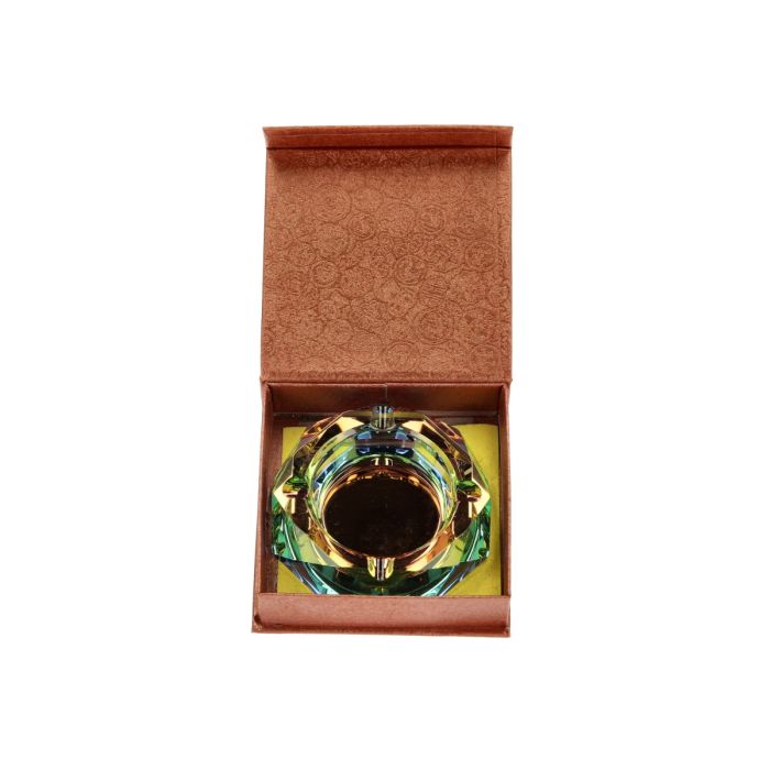 Glas Aschenbecher Diamant, Rainbow Green, 9.5cm