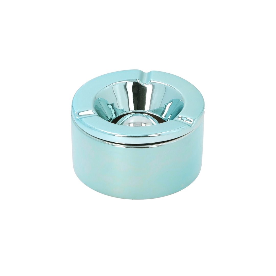 Cendrier anti-vent en céramique - chrome turquoise