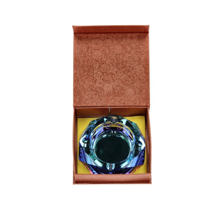 Glas Aschenbecher Diamant, Rainbow Blue, 9.5cm