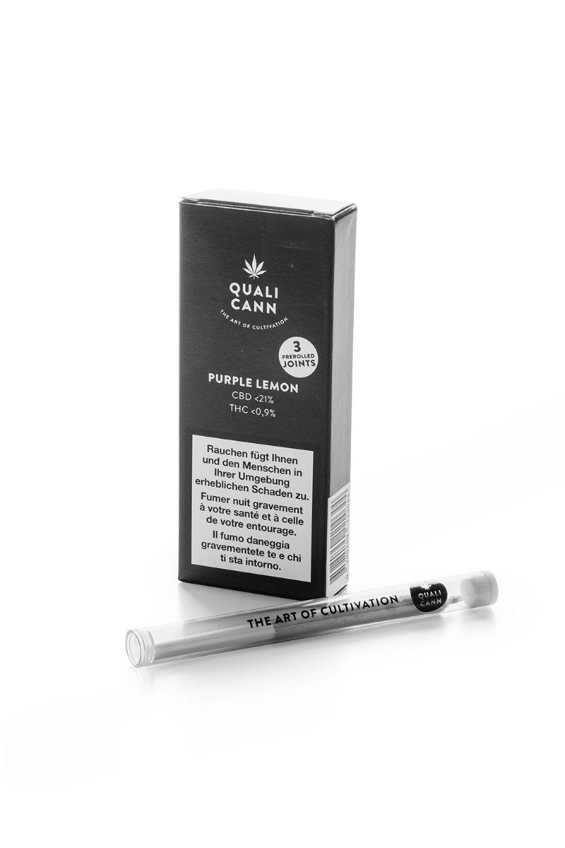 Qualicann CBD - PreRolled Joints, 3er Packung, Purple Lemon