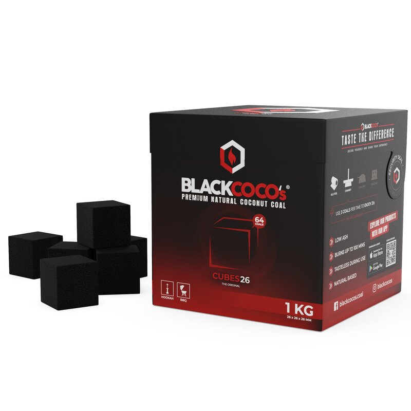 Black Cocos Premium Naturkohle 26mm - 1kg Kohle