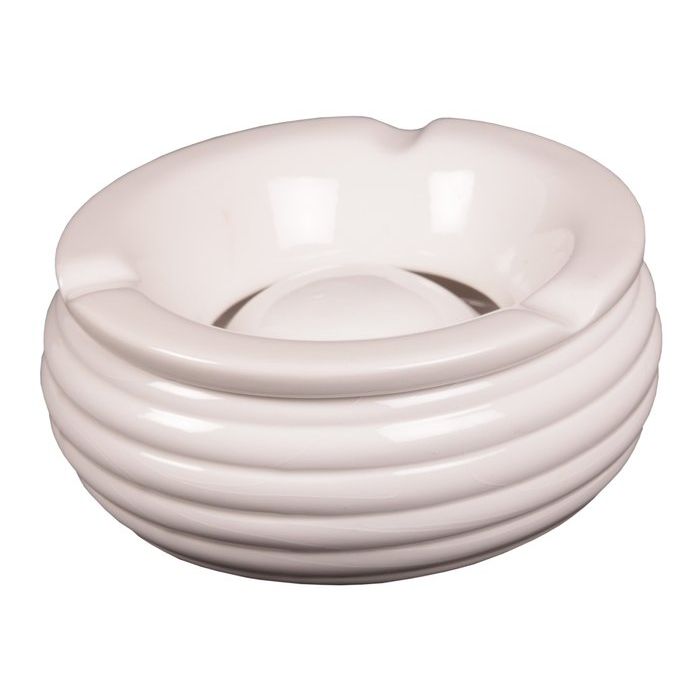 Cendrier anti-vent rainures en céramique, blanc