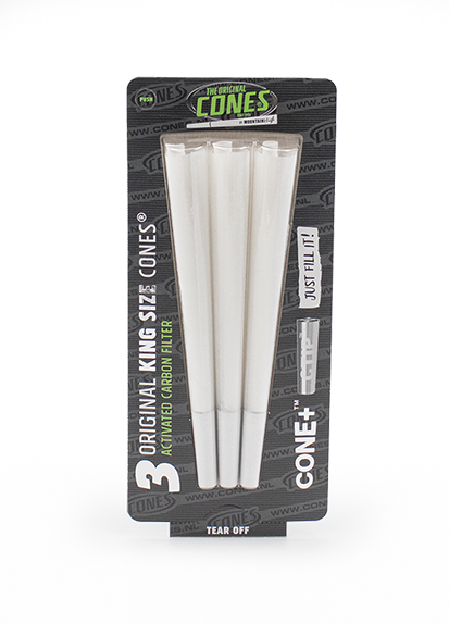 3 x The original Cones mit Aktivkohlefilter King Size bleached