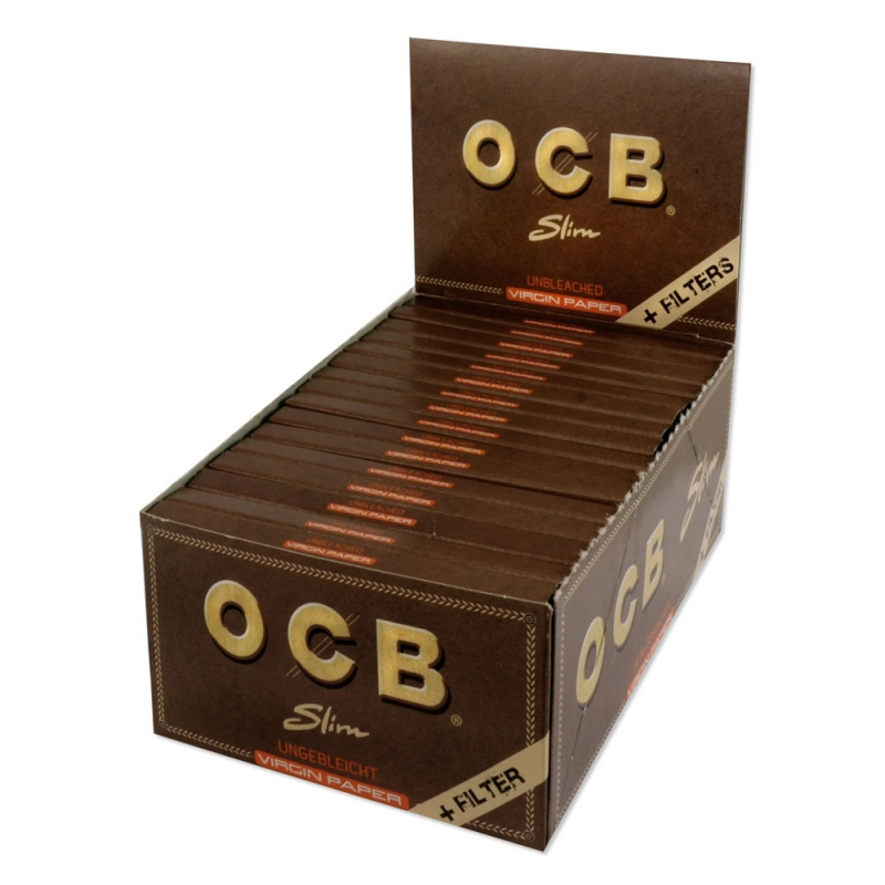 OCB KingSize Slim +Tips - Virgin Unbleached (32 x 32 Stk.)