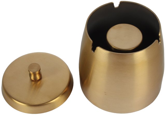 Cendrier anti-vent en acier inoxydable Gold avec Couvercle - 9.5cm