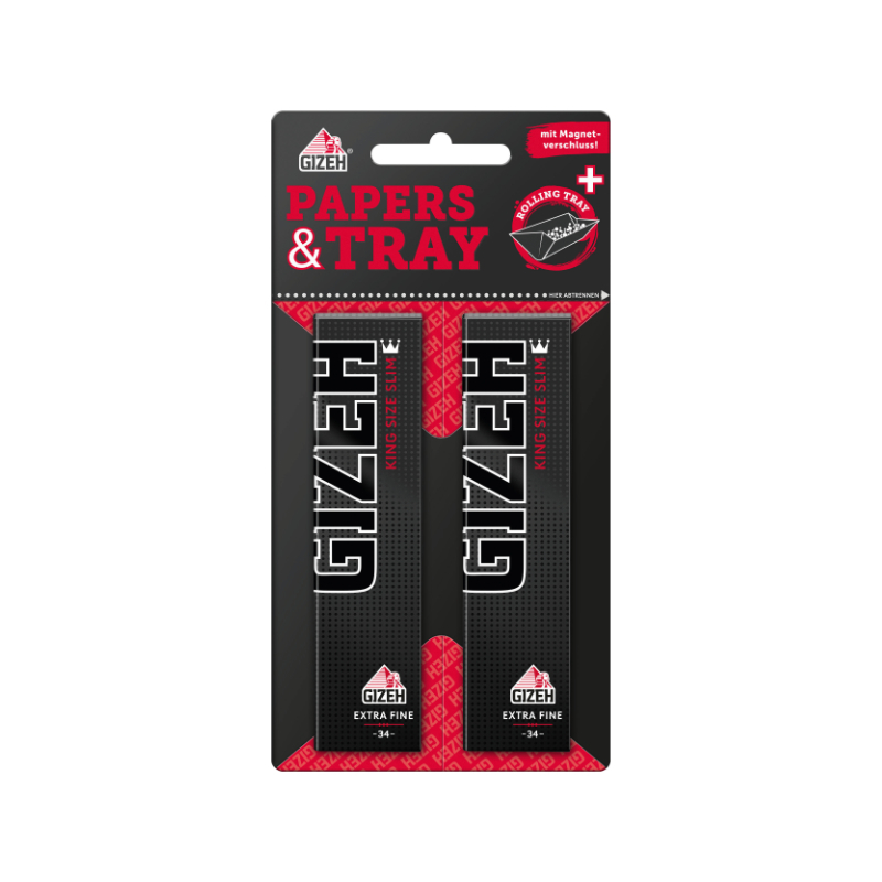 Gizeh Black KingSize Slim Blisterkarte + Rustschale (25 x 2 Stk.)