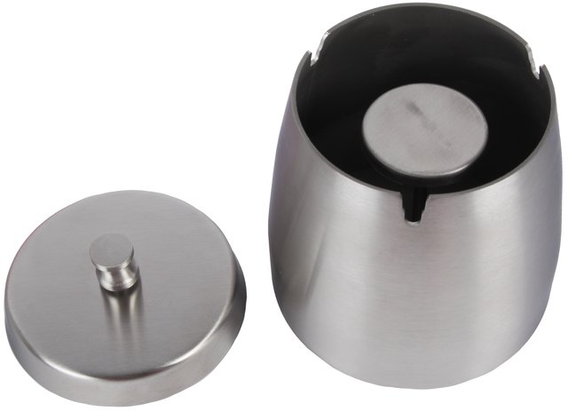 Cendrier anti-vent acier inoxydable chromé avec couvercle - 9.5cm
