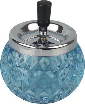 Drehascher chrom/Glas Kugel blue, 12 cm