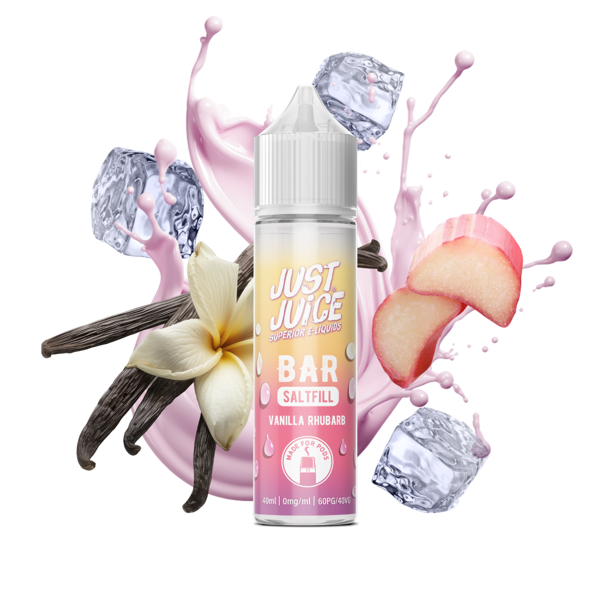 Just Juice BAR RANGE - Vanilla & Rhubarb - 40ml - Shortfill