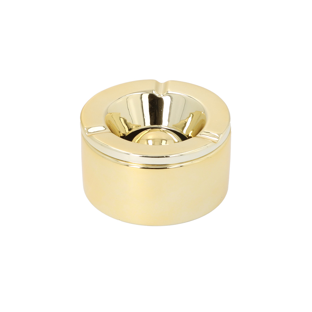 Cendrier anti-vent en céramique - chrome gold