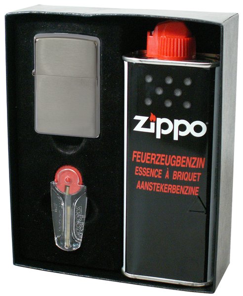 Set Zippo cromo spazzolato