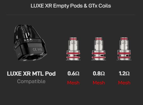 2 x Vaporesso Luxe XR Empty Pod 5ml, MTL