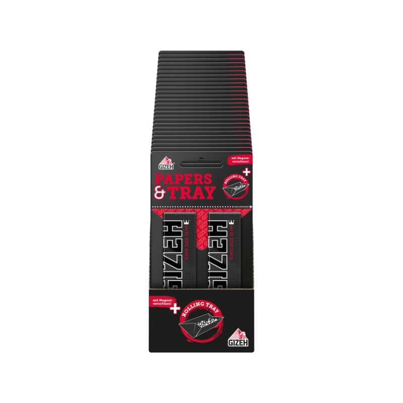 Gizeh Black KingSize Slim Blisterkarte + Rustschale (25 x 2 Stk.)