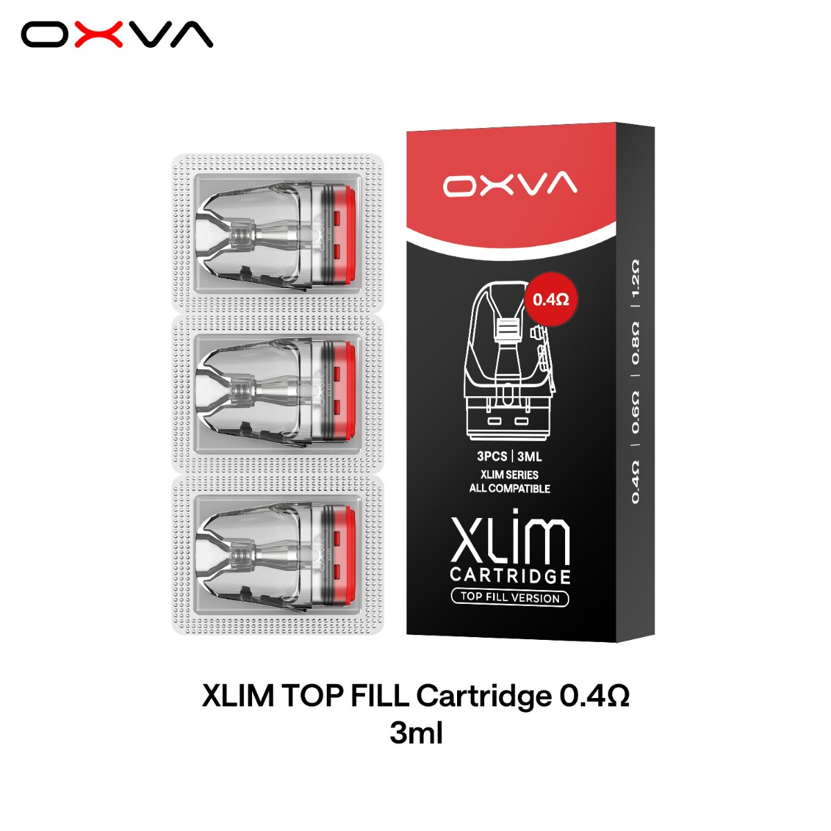 3 x OXVA Xlim Top Fill Cartridge, 3ml – 0.40 Ω