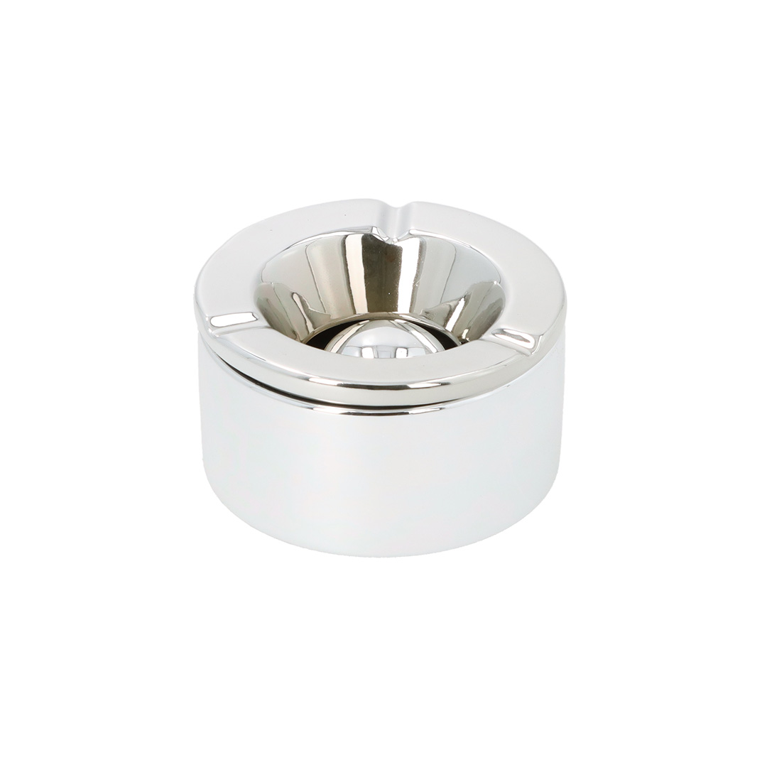 Cendrier anti-vent en céramique - chrome argent