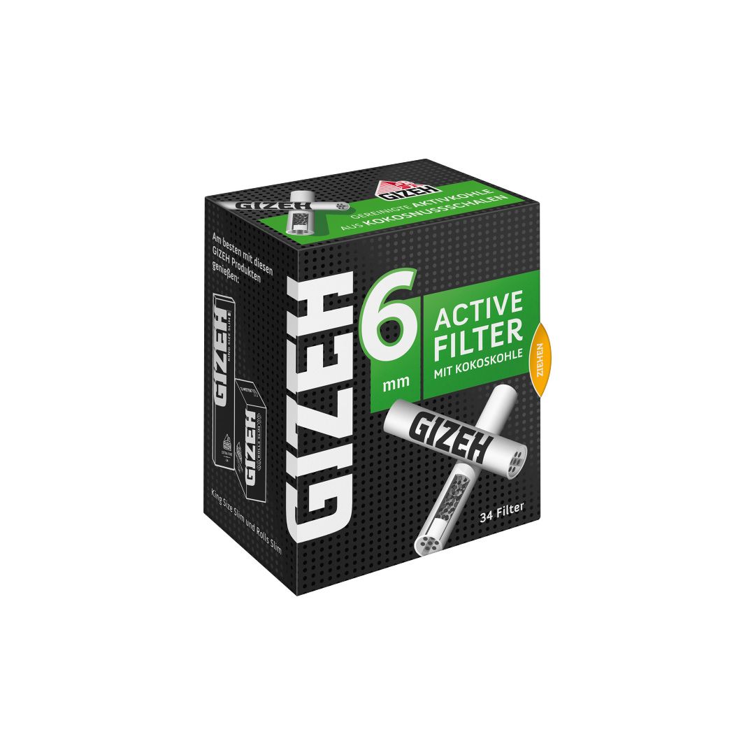 GIZEH Aktivkohle Filter Paket 6mm à 34 Stk. – Ansicht 2