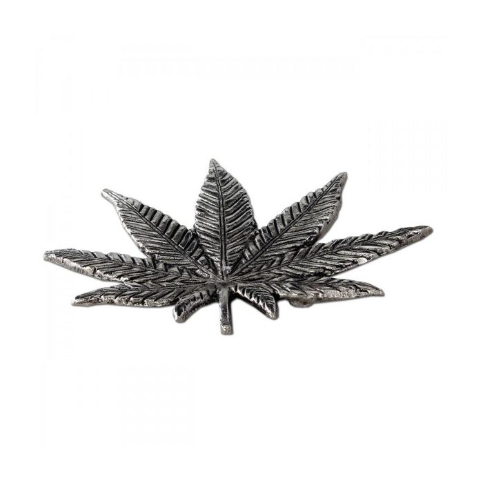Räucherstäbchenhalter Cannabis, silber - 13cm
