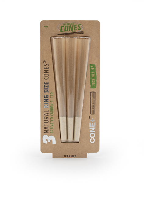 3 x The original Cones mit Aktivkohlefilter King Size unbleached