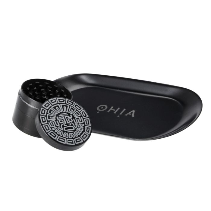 OHIA Alu Grinder Schwarz, Maya Edition, 4tlg. mit Rolling Tray