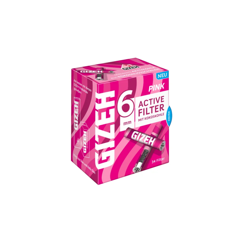 GIZEH Pink Active Filter 6mm (34 Stk.)
