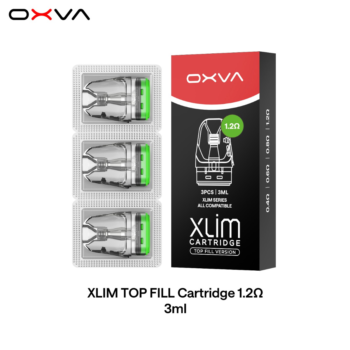 3 x OXVA Xlim Top Fill Cartridge, 3ml – 1.2 Ω
