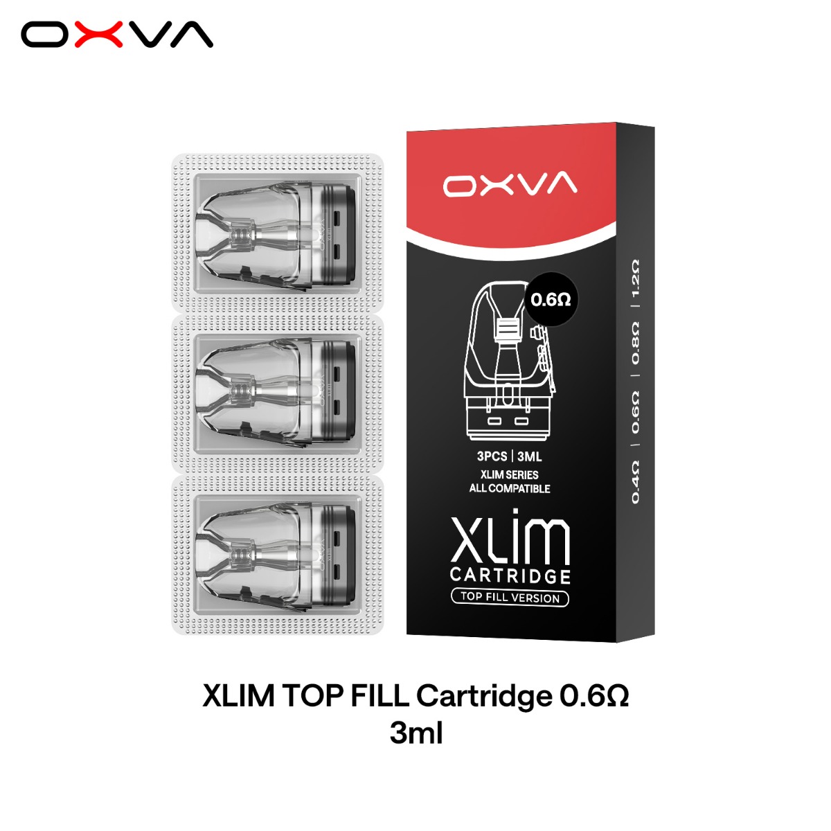 3 x OXVA Xlim Top Fill Cartridge, 3ml – 0.60 Ω